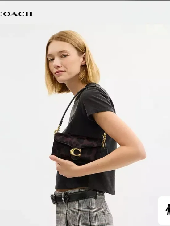 Coach Tabby Shoulder Bag 20 in Haircalf With Brown Leopard with Gold C Hardware - Picture 15 of 16